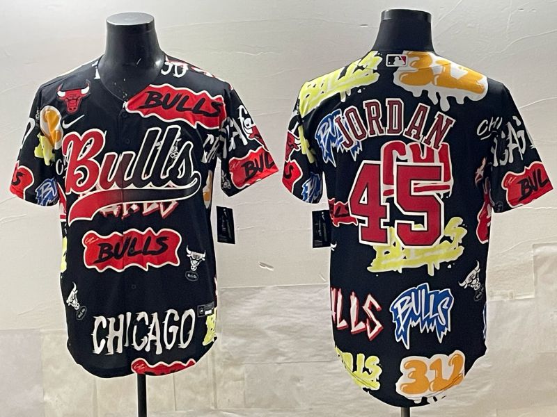 Men Chicago Bulls Nike 45 Jordan black NBA 2025 Jersey style 06